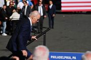 Joe Biden stumbles again when walking up steps in Philadelphia
