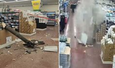 israel rocket crashes supermarket ceiling hamas