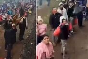 migrant crisis video thousands line mexico train track to us